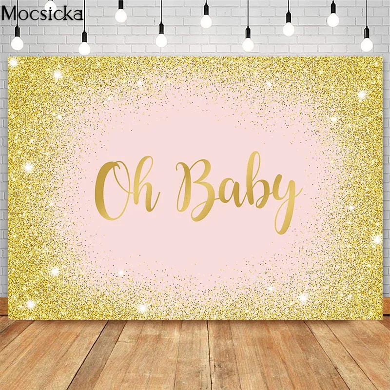 Mocsicka Baby Shower Sünnipäeva Fotograafia Tausta Glitter Gold Dots Magustoit Tabel Decor Rekvisiidid Custom Plakati Taustal