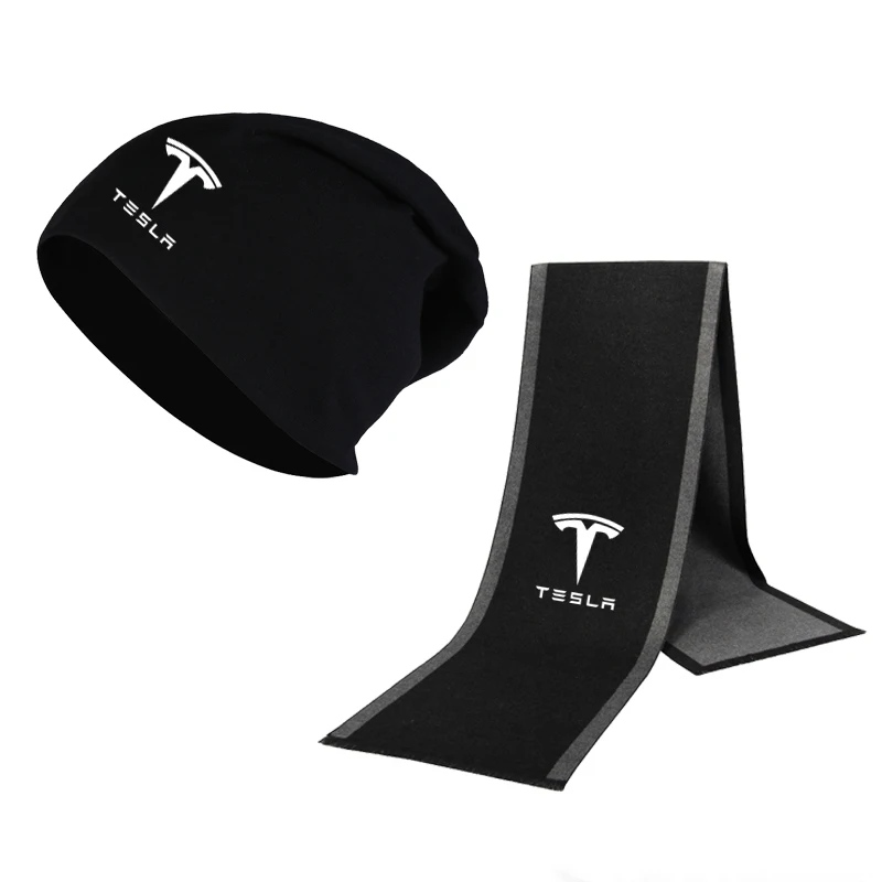Mood Talve uus Beanie Müts Tesla Auto Logoga Müts, Sall Tahked Värvi, Soe kõrge kvaliteediga Puuvillane Unisex Sport Müts, Sall, Komplekt 2 Tk