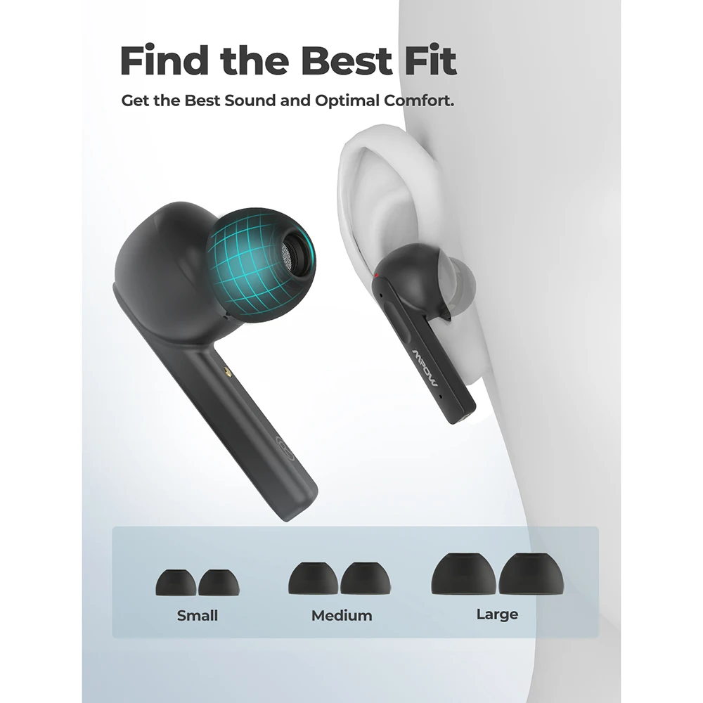Mpow X3 ANC Lud Traadita Earbuds 5.0 Bluetooth Juhtmevabad Kõrvaklapid koos Mic-Touch Control Aktiivne Müra Tühistamine TWS Kõrvaklapid