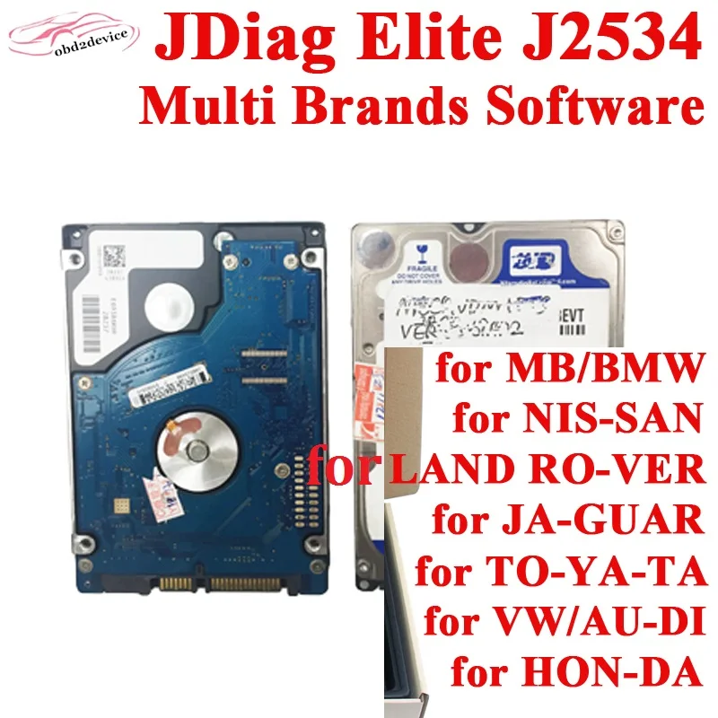 Multi-kaubamärkide tarkvara 1 tb kõvakettale installida HDD ning JDiag EliteII Pro J2534 Professionaalne Auto Diagnostika Tööriist EKÜÜD Tööriist