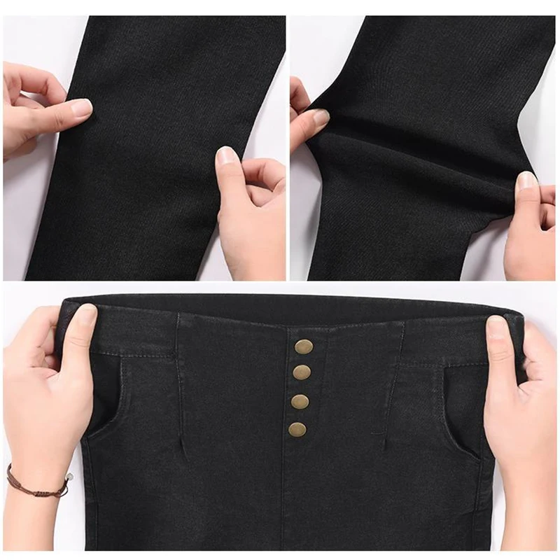 Must kõrge vöökoht elastne pliiats püksid naiste streetwear venitada slim talje tagumik tõste-säärised 5XL liiga kõhn teksad
