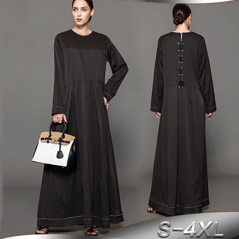 Musta Rüü Musulman De Mode Longue Femme Vestidos Mujer Abaya Maxi Moslemi Mood Kleit Türgi Kaua, Pluss Suurus Kleidid Naistele