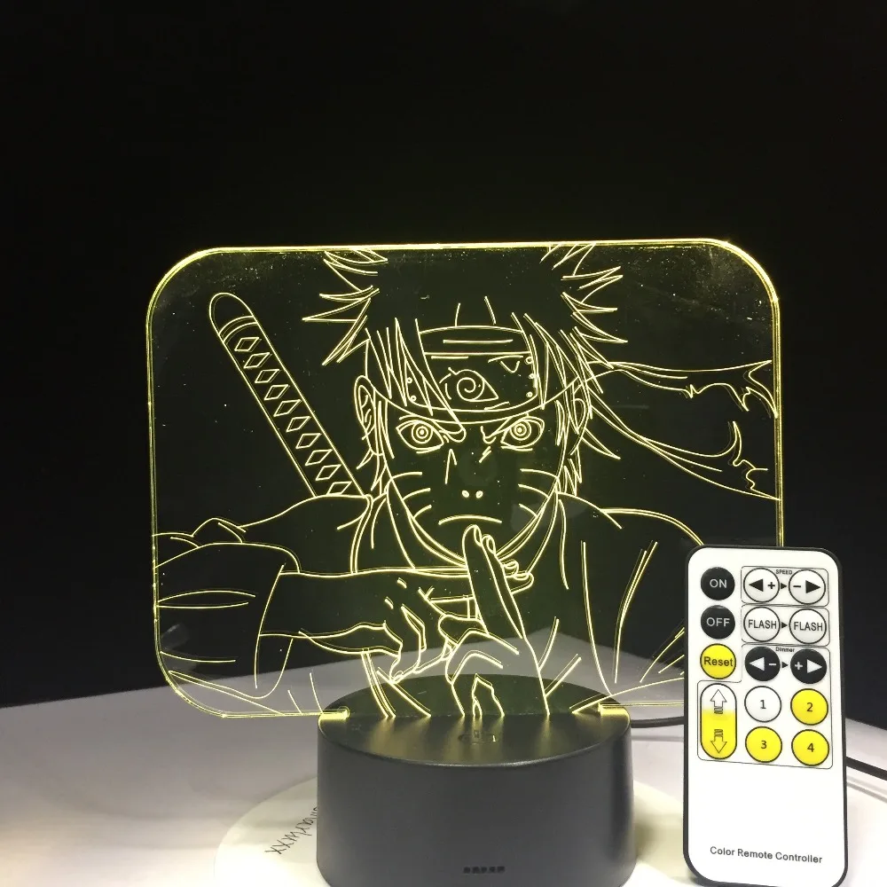 Naruto Anime 3D Lamp Öö Valguses Loominguline Elektrilised Illusioon LED 7 Värvi muuta USB-touch laualamp Laps on Kingitus Dropshipping