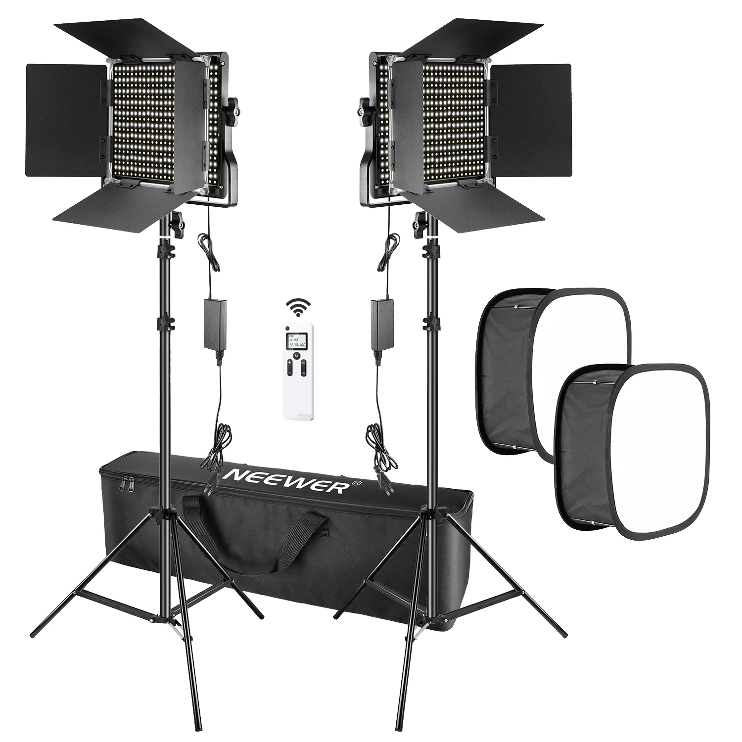 Neewer 2 Pakki 660 LED Video Valgus, Kit,Reguleeritav, LED Paneel 2,4 G Wireless Remote Kerge Seista Portree Toote Fotograafia