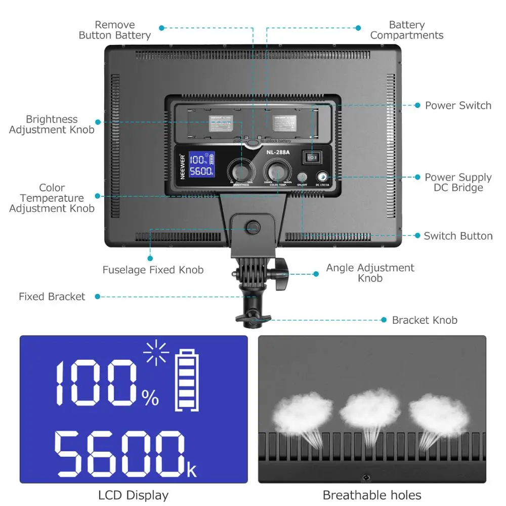 Neewer Super Slim LED Video Valgus Pehme Valgustus 40 W, 3200K-5600K CRI95+ Juhitava LED Panel LCD-Ekraan, Kaamera Videokaamera