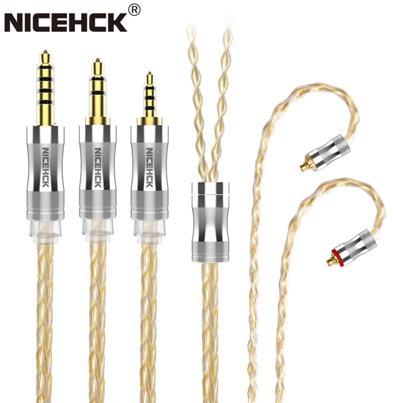 NiceHCK C8s-1 Earbud Kaabel 8 Core hõbetatud Vask 3,5 mm/2,5 mm/4.4 mm MMCX/NX7/QDC/0.78 2Pin Asendamine Kaabel KP520 MK3
