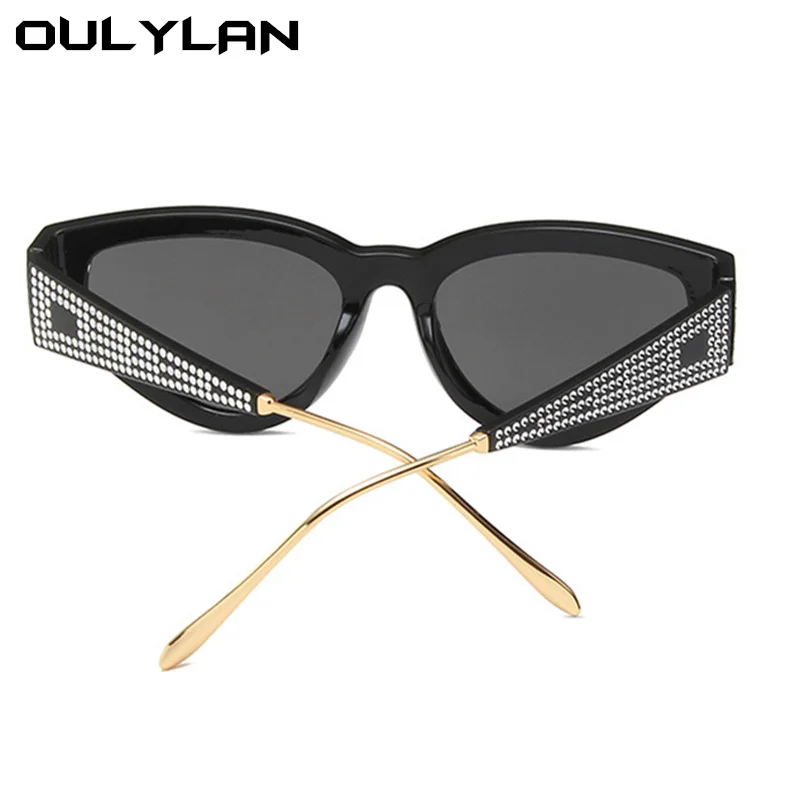 Oulylan Vintage Imitatsioon Diamond Päikeseprillid Naiste Mood Cat Eye päikeseprillid Daamid Luksus Prillid Tooni UV400 Peegel