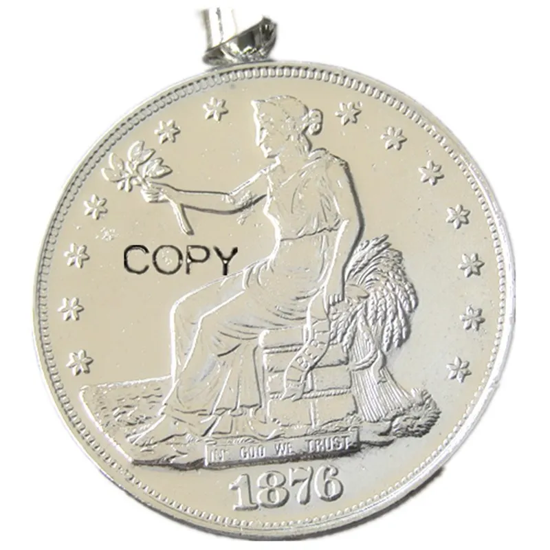 PS(01)Mündi Ripats MEILE 1876cc Kaubandus Dollari Kaelakee hõbetatud Münt Mood Ehteid
