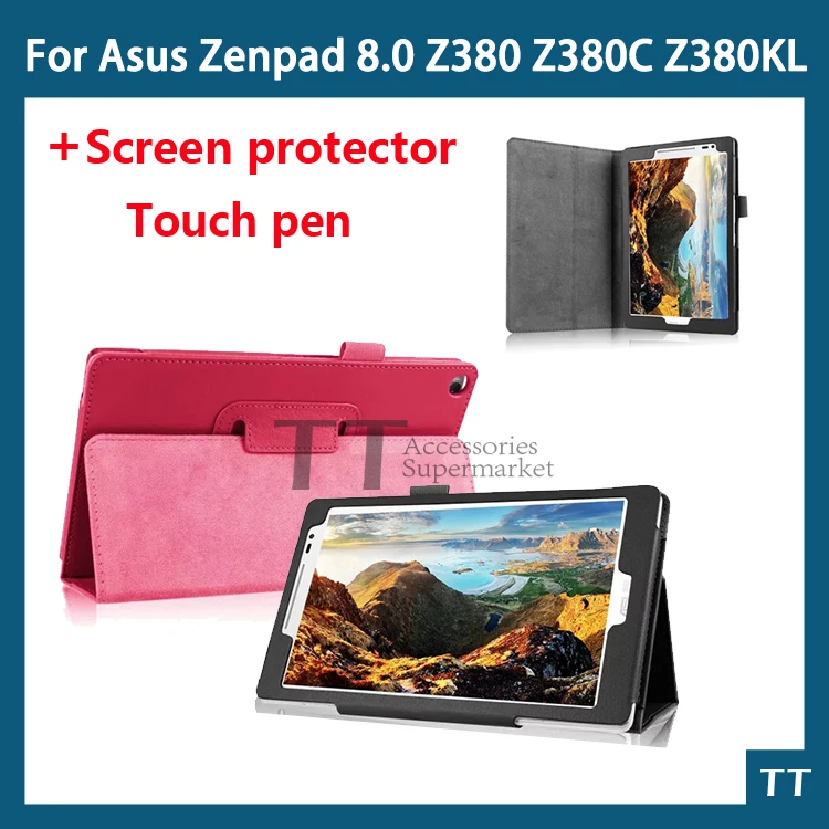 PU nahk juhul katta Asus Zenpad 8.0 P024 Z380 Z380C Z380KL 8 tolline tahvelarvuti puhul+vaba ekraani kaitsed+puutepliiatsit