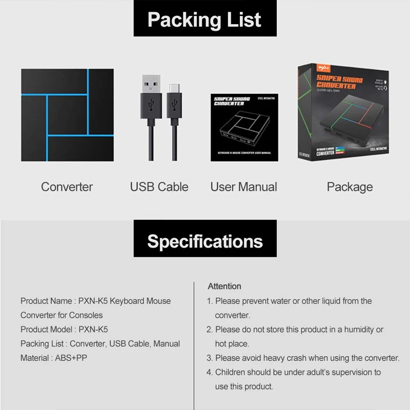 PXN-5 Pr Gaming Keyboard & Mouse Adapter PS4/PS3 Nintendo Lüliti Gamepad Controller USB mäng draiverid Mängu Töötleja Converter