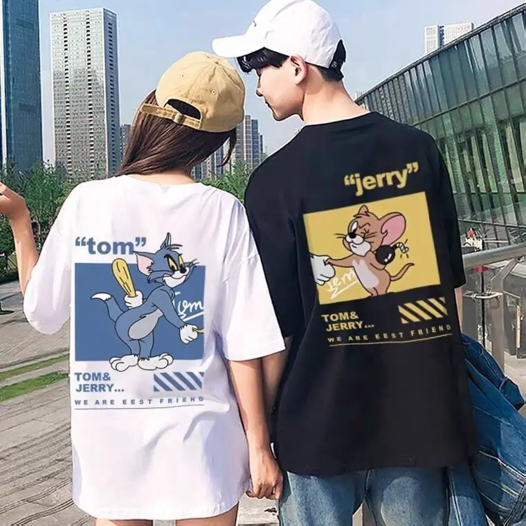 Paar Tshirt Streetwear Suve Must Armas T-särk Cartoon Poiste Poole Varruka Ülepaisutatud T-Särk Naljakas Jaapani Naljakas Tshirt Tüdrukud