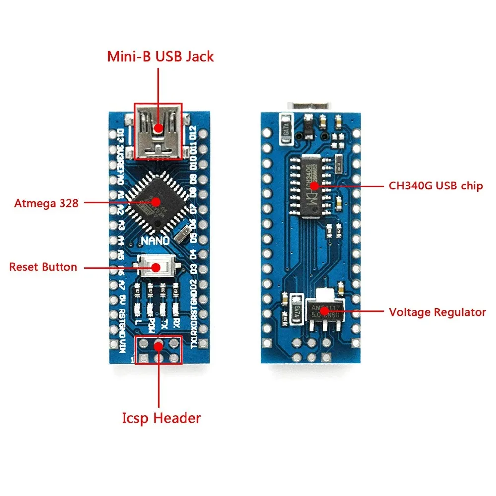 (Pack 3tk)USB-Nano-V3.0 ATmega328 CH340G 5V 16M Mikro-Kontroller Juhatuse Arduino