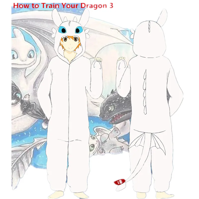 Peace, Kuidas Treenida Oma Dragon 3 Cosplay Kostüüm Valge Valgus Raev Hambutu Lapsed Täiskasvanud Pidžaama Hommikumantel Kombekas Sleepwear Uus