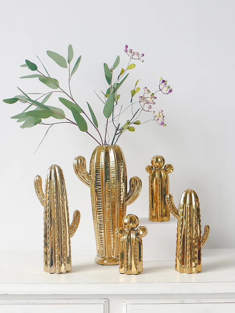 Põhjamaade loominguline kodu kaunistamiseks tarvikud elutuba veini kabinet simulatsiooni keraamiline võltsitud cactus roheline taim kaunistused