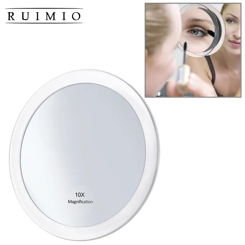 RUIMIO 10x Luup Ümmargune Peegel Make Up Peegel Kokkuklapitavad Tasku Kosmeetiline Peegel Suurendus Kompaktne 3 Äraveo Tassi Valge