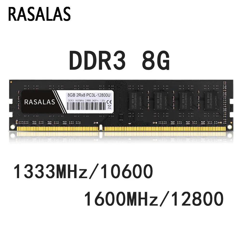Rasalas Mälu Ram DDR3 DDR3L 4G 8G Desktop 1600Mhz 1333 8500 1066 10600 12800 1.35 V 1,5 V jaoks PC Memoria Ram Oперативная Nамять