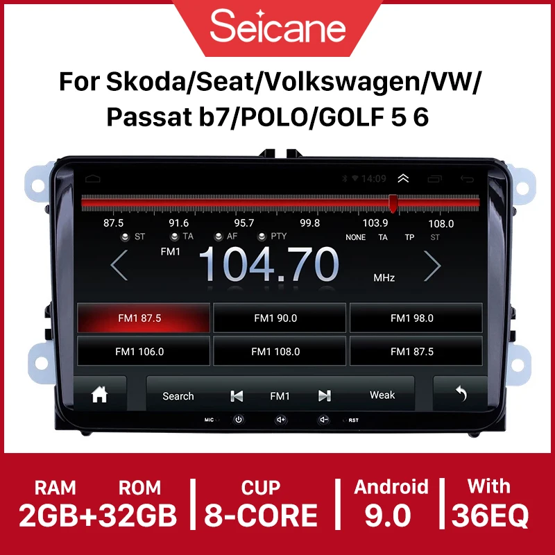 Seicane 2din 9 tolline Auto Multimeedia Mängija Android 10.0 API 29 GPS auto Raadio Skoda/Seat/Vw/VW/Passat b7/POLO/GOLF 5 6