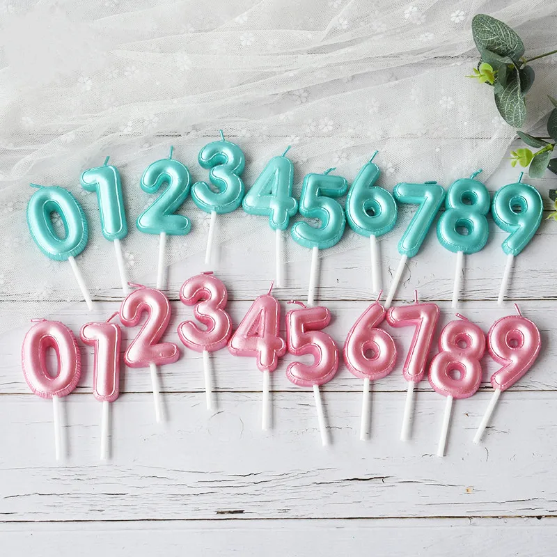 Sinine/roosa 0-9 Numbrit uninflated Küünlad Cupcake Torukübar sünnipäeva number küünal partei asjade Kook Dekoratsioonid
