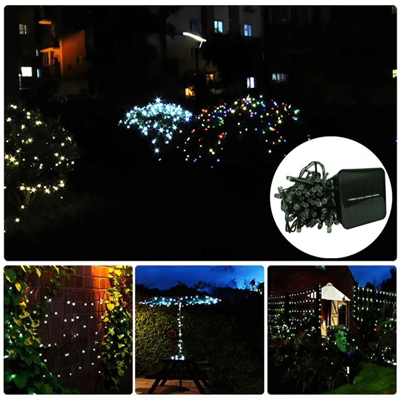 Solar LED Light String Väljas 10M 100LED 200LED 20m 300L 30m Jõulud Xmas Pulmas Kaunistused Vanik Puhkus Valgustus