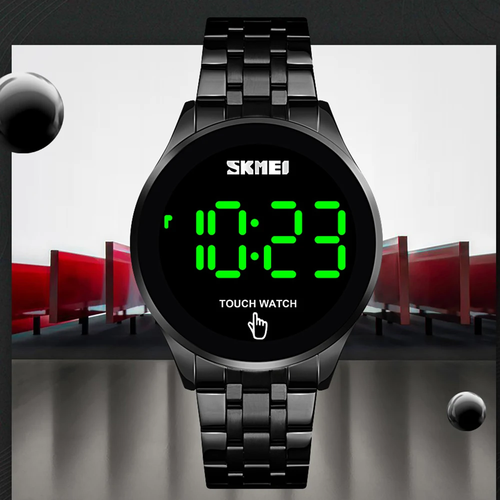 Sport Digital Watch SKMEI Brändi 1579 Meeste Käekellad Roostevabast Terasest Meeste Käekell LED Ekraan Elektrooniline Vaadata Käevõru
