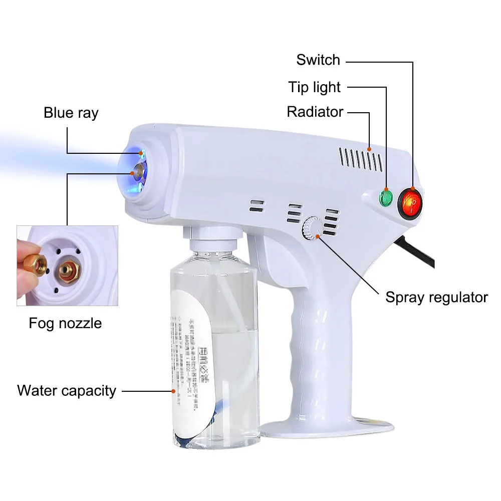 Spray-Gun Pihusti Nano Laetav-Nano-Steriliseerimine Traadita Sinine Valgus Pihuarvutite