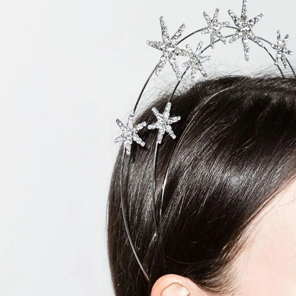 Stonefans Luksuslik Hõbedane Värv Rhinestone Star Crown Peapael Pruudi Tiara Juuksed Crown Pulm Crystal Juuksed Ehted Tarvikud