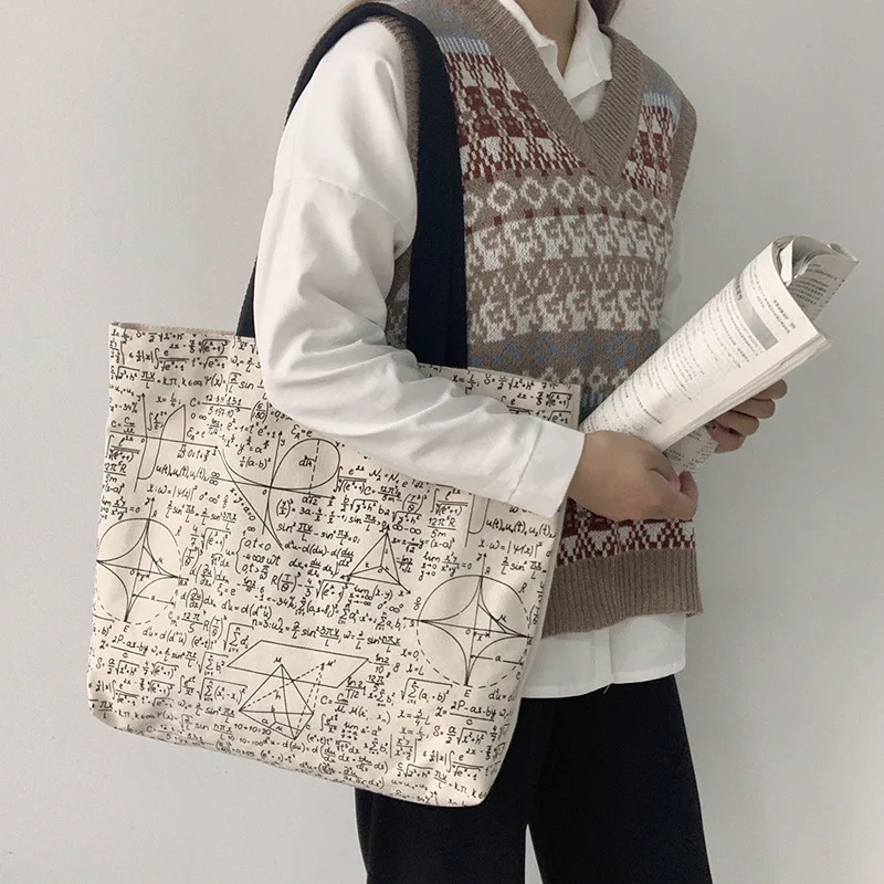 Suur Tassima Shopper Kotid Naistele 2020 Kolledži Üliõpilane Lõuend Õla Raamat Kott Lady Käekotid Puuvillase Lapiga ostukott Õpik