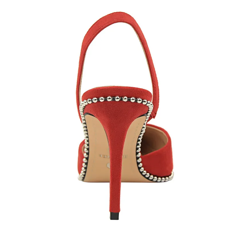 Suvi Sügis naiste pumbad Mood metallist neet slingback naiste kõrge kontsaga kvaliteetsed faux suede OL kleit kingad naine Zapatos
