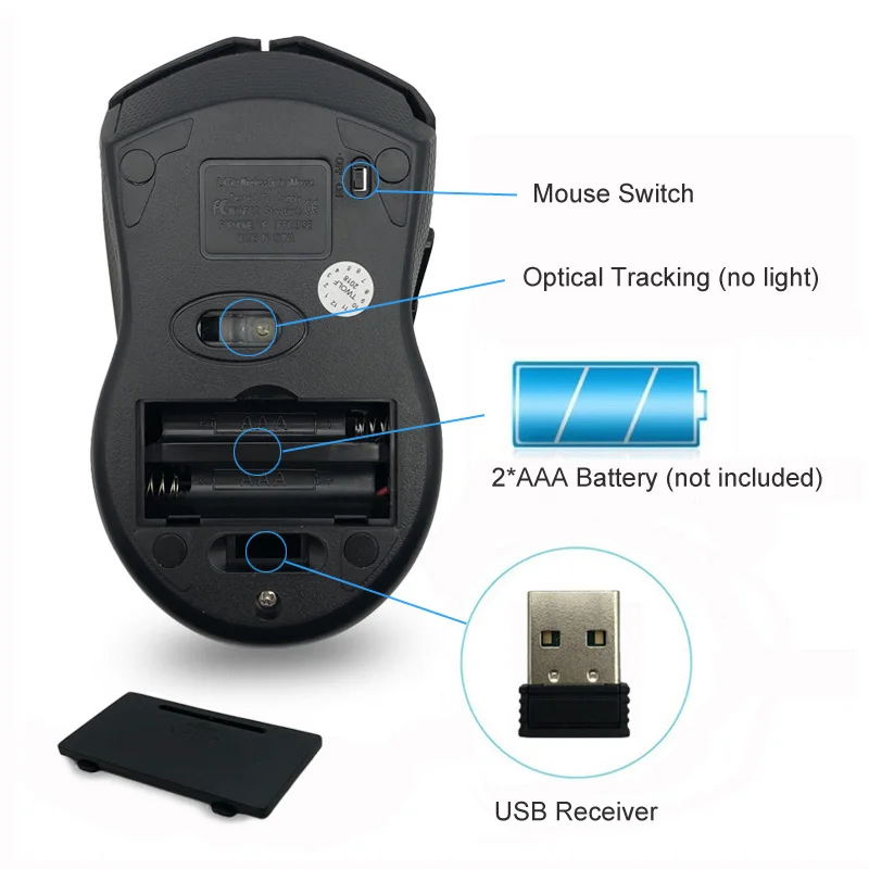 T-HUNT Q5 2.4 GHz Traadita Hääletu Arvuti Hiirt 1800DPI Reguleeritav Ergonoomilised Hiired Hea Juhtmeta Optiline ARVUTI Sülearvuti Gaming Mouse