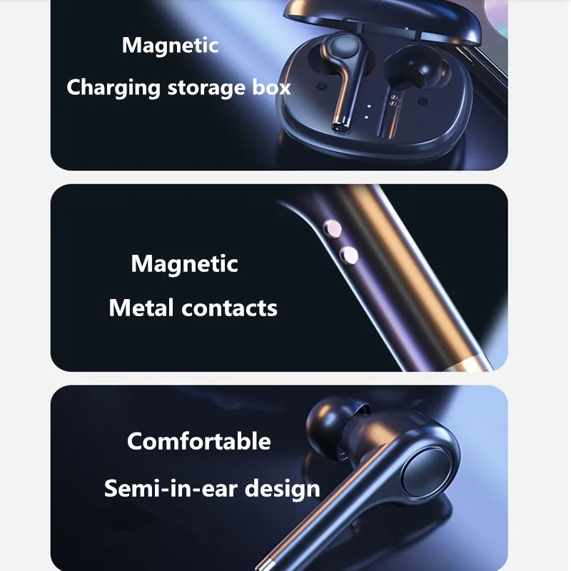 TWS bluetooth-peakomplekti 5.0 traadita bluetooth-sport veekindel peakomplekt puutetundlik stereo-in-ear mikrofoniga HiFi headset kõrvatropid