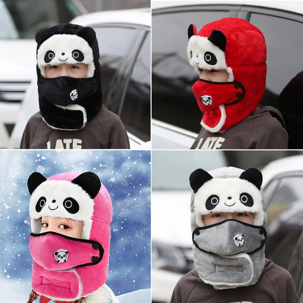 Talvel vene-stiilis Armas Panda Kõrvaklapp Suusatamine Trapper Pommitaja Mütsid Fliis Kis Täiskasvanud Teismeliste Sõdur Müts Eemaldatav Nägu Katta