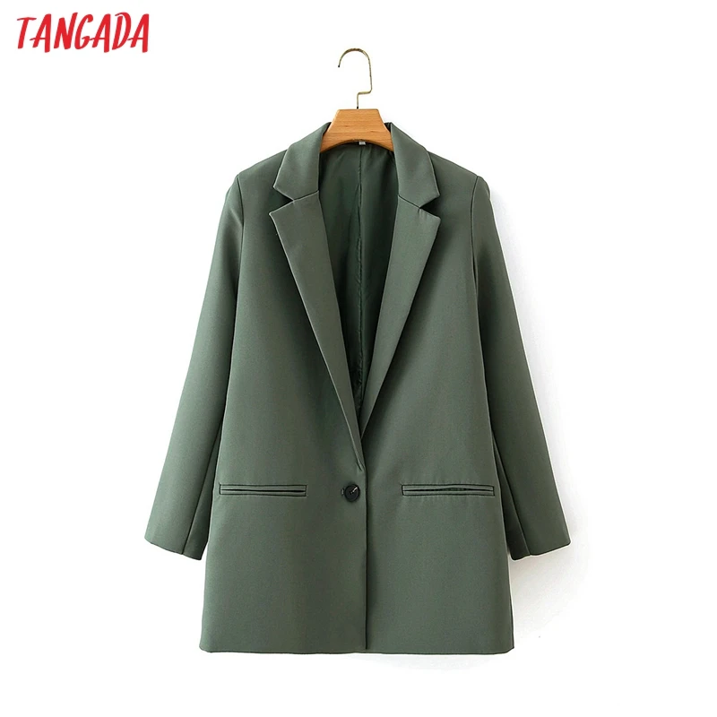 Tangada 2020 naiste komplekt hall roheline casual pintsak ülikond 2-osaline komplekt, naine täkiline jope krae daamid pintsak Püksid Komplekti DA109