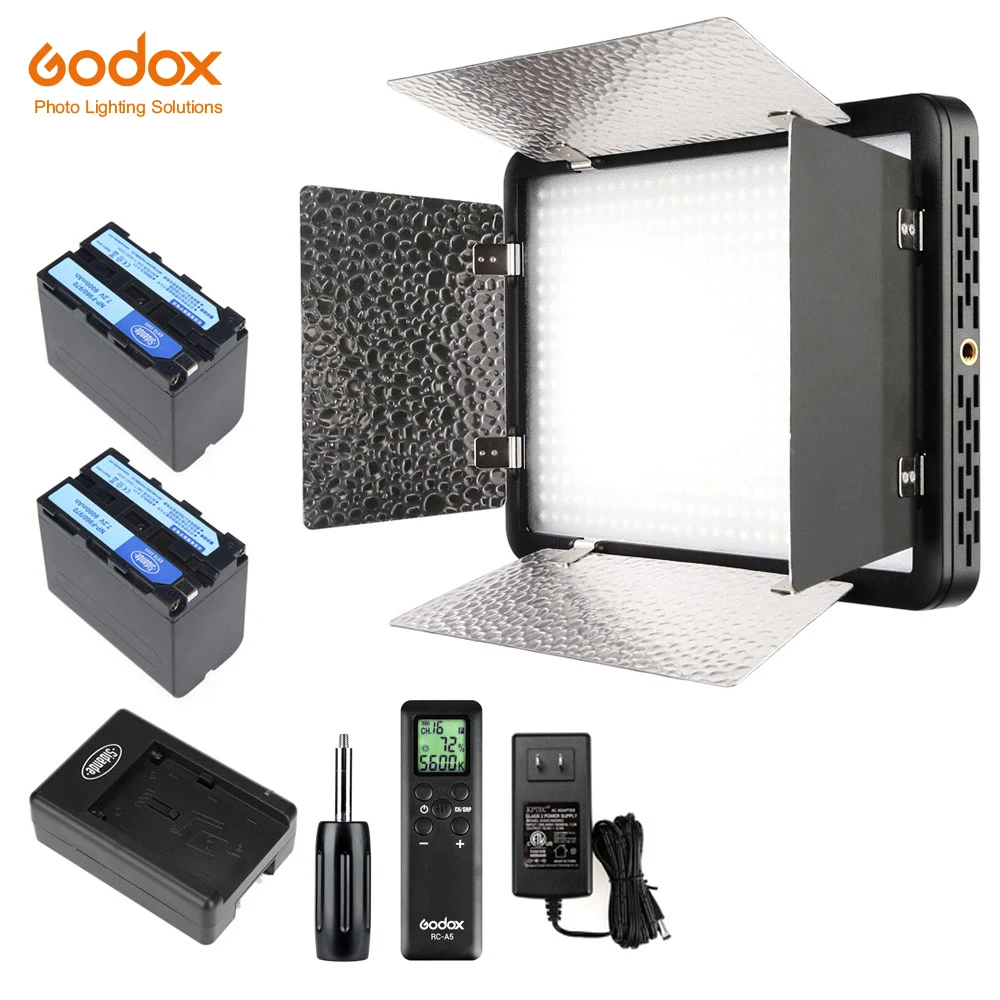 Tasuta DHL Godox LED500LRC 3300-5600K 500 LED Video Valgus Lamp + Kaugjuhtimispult jaoks DV Videokaamera, Kaamera +2x NP970 Aku + Laadija