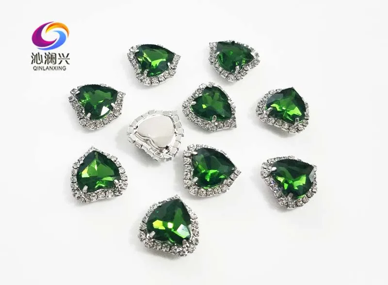 Tasuta kohaletoimetamine Silver alt Muru roheline top klass Kristall klaas lukk,südame kuju õmble kive Diy/ehted tarvikud
