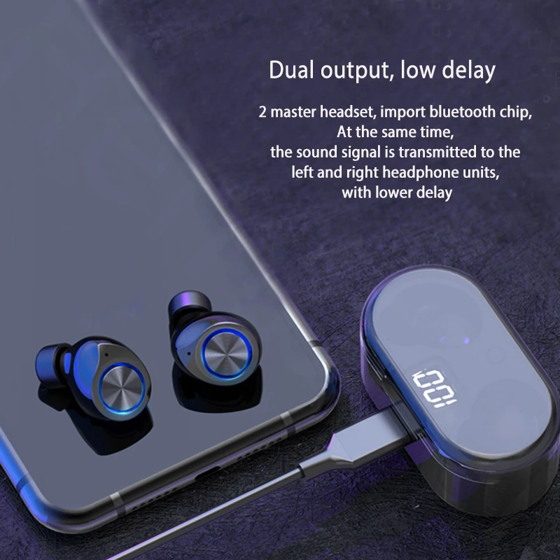 Traadita Binaural 5.0 Bluetooth kõrvaklapid Traadita Earbuds Müra Tühistamises kõrvaklapid Mikrofoniga