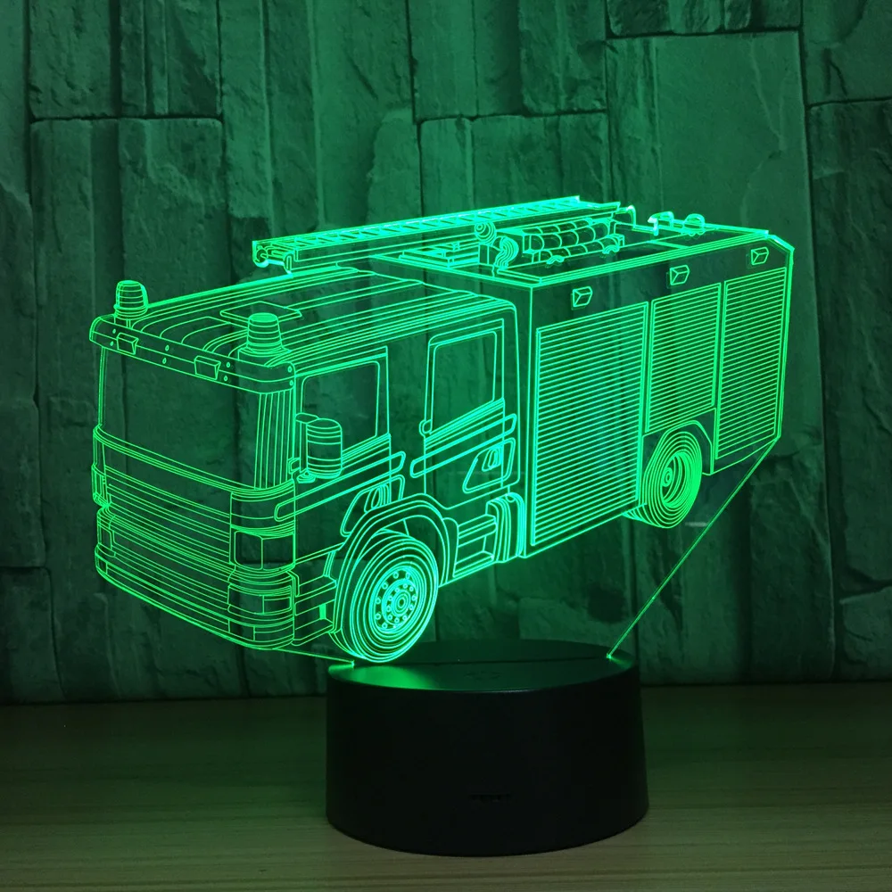 Tuletõrjeauto Auto 3D Lambi 7 Värvi LED Öö Lambi Lapsed Touch LED USB Tabel Lampara Lampe Beebi Magab Nightlight Tilk Laeva