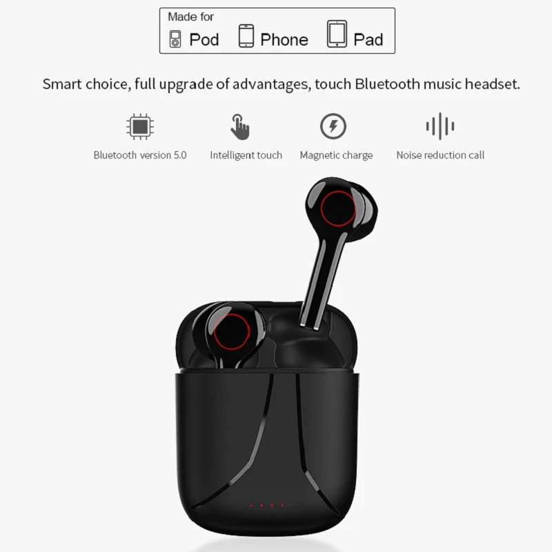 Tws 5.0 Bluetooth Juhtmeta Kõrvaklapid Touch Control Hd Stereo Sport Veekindel Peakomplekt Muusika Earbuds Koos Mic Handfree Mobiil