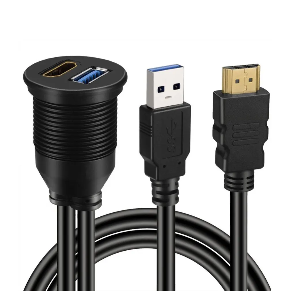 USB 3.0 & HDMI-HDMI + USB3.0 AUX Laiendamine Kriips Panel Veekindel Auto Flush Mount Kaabel Auto, Paadi-ja Mootorratta - 3ft 204