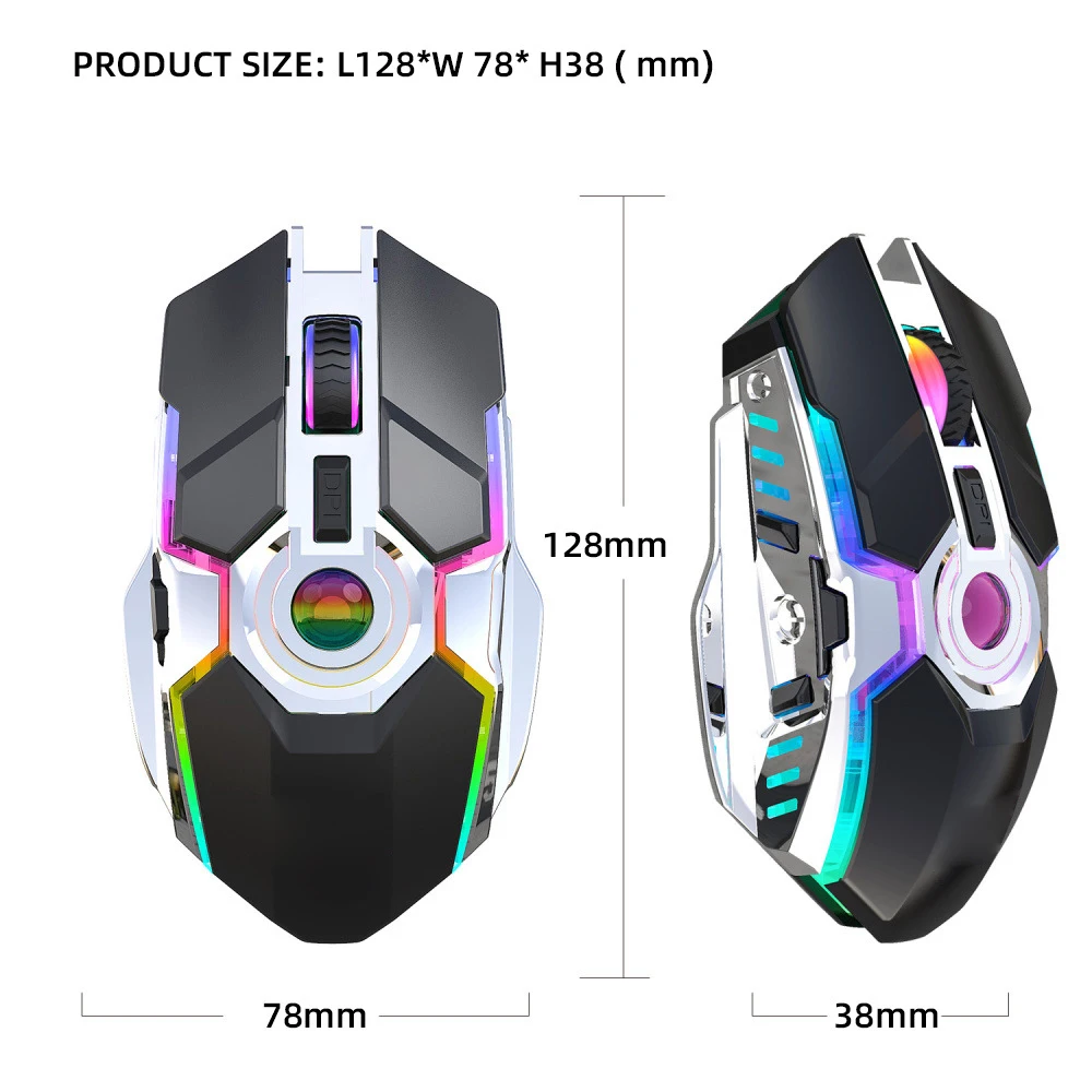 UTHAI DB28 uus laetav RGB valgust kiirgav juhtmeta hiir, 2.4 G hiire ergonoomiline disain, sobib sülearvuti hiir