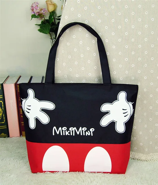 Uus Disney Mickey Mouse käekott suure mahutavusega cartoon lõuend ostukott ema mähe kott Mickey pea crossbody kott-rahakott