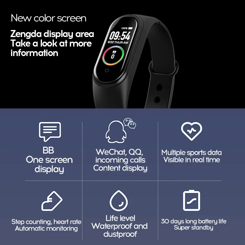 Uus Smart Bänd M4 Fitness Tracker Smart Watch Sport Nutikas Käevõru Südame Löögisagedus, Vererõhk Smartband Jälgida Tervise Käepael