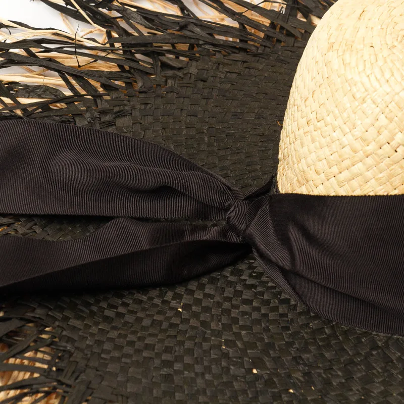 Uus Tutt Vibu Lint Õled ühise Põllumajanduspoliitika Double-layer Värvi sobitamise Käsitsi-silmkoelised Päike Müts Villase Suur Nokk Raffia Straw Hat Rannas Päikese käes Müts