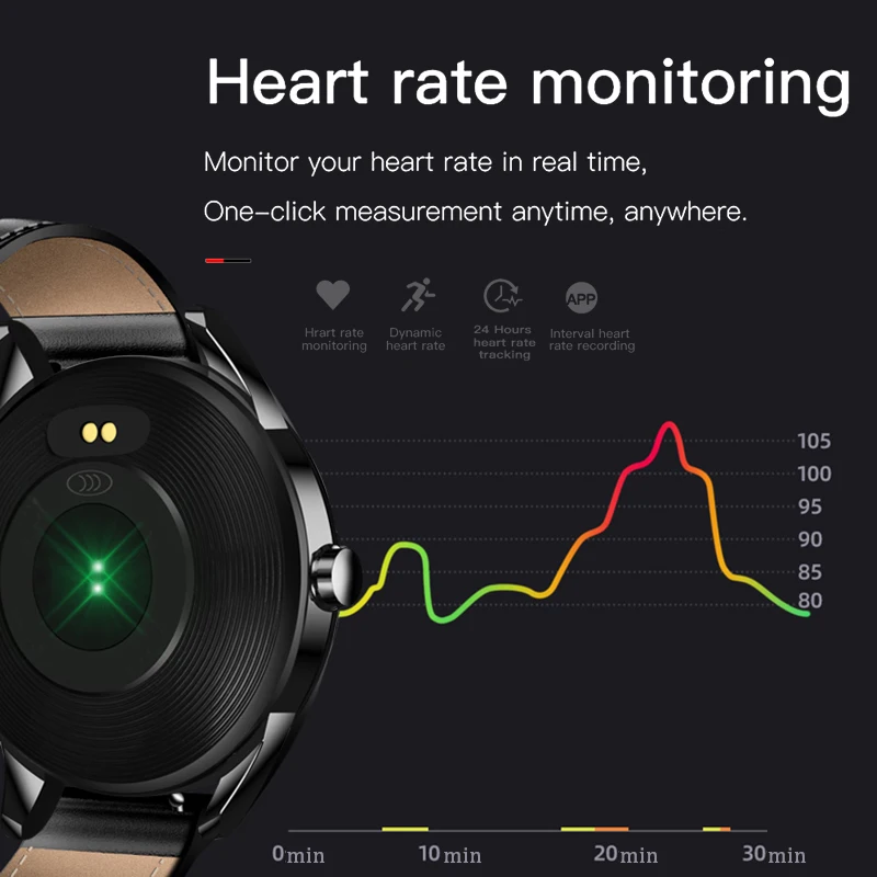 Uus terasest smart watch meeste nahast smart watch veekindel sport Teavet meeldetuletus Fitness tracker smartwatch Android ja ios