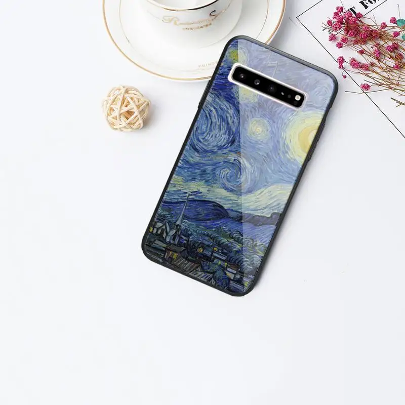 Van Gogh Starry Night Art Telefoni Puhul Galaxy Karastatud Klaasist Juhtudel Kohaldatakse S10 S9 S8 S7 S6edge Pluss TPÜ Kate
