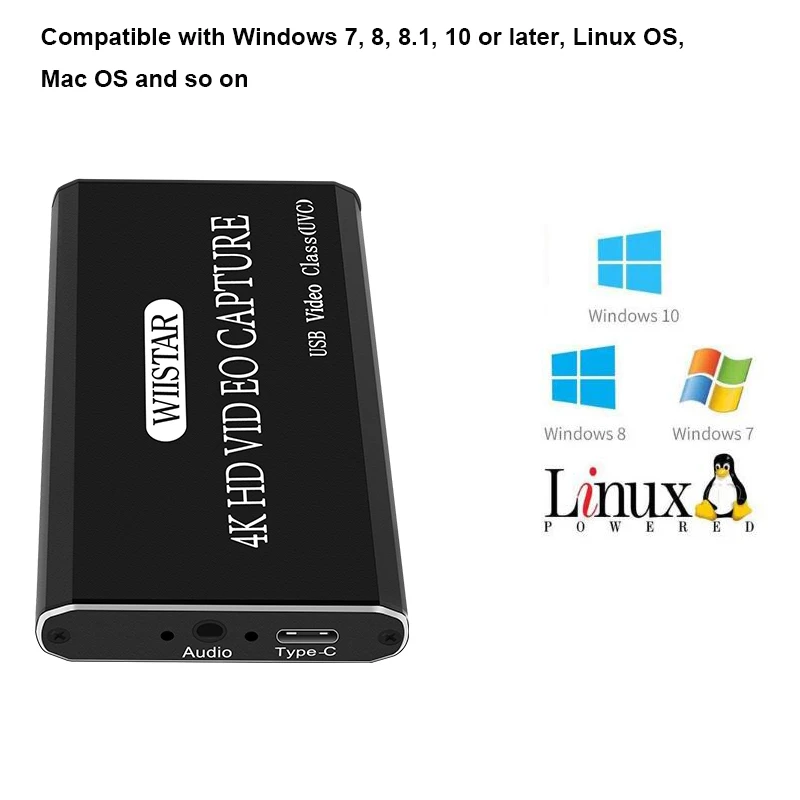 Video Capture HDMI ja USB Type-C 1080P HD Video Capture Kaart TV PC PS4 Mängu Live Streaming Windows Linux Os