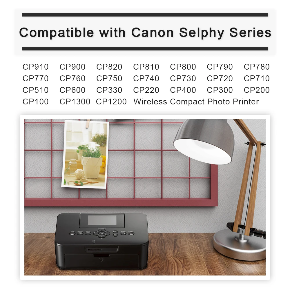 Värvi Tint ja Paber Komplekt ühildub Canon Selphy Compact Photo Printer CP1200 CP1300 CP910 CP900 KP 108IN KP-36IN Kassett