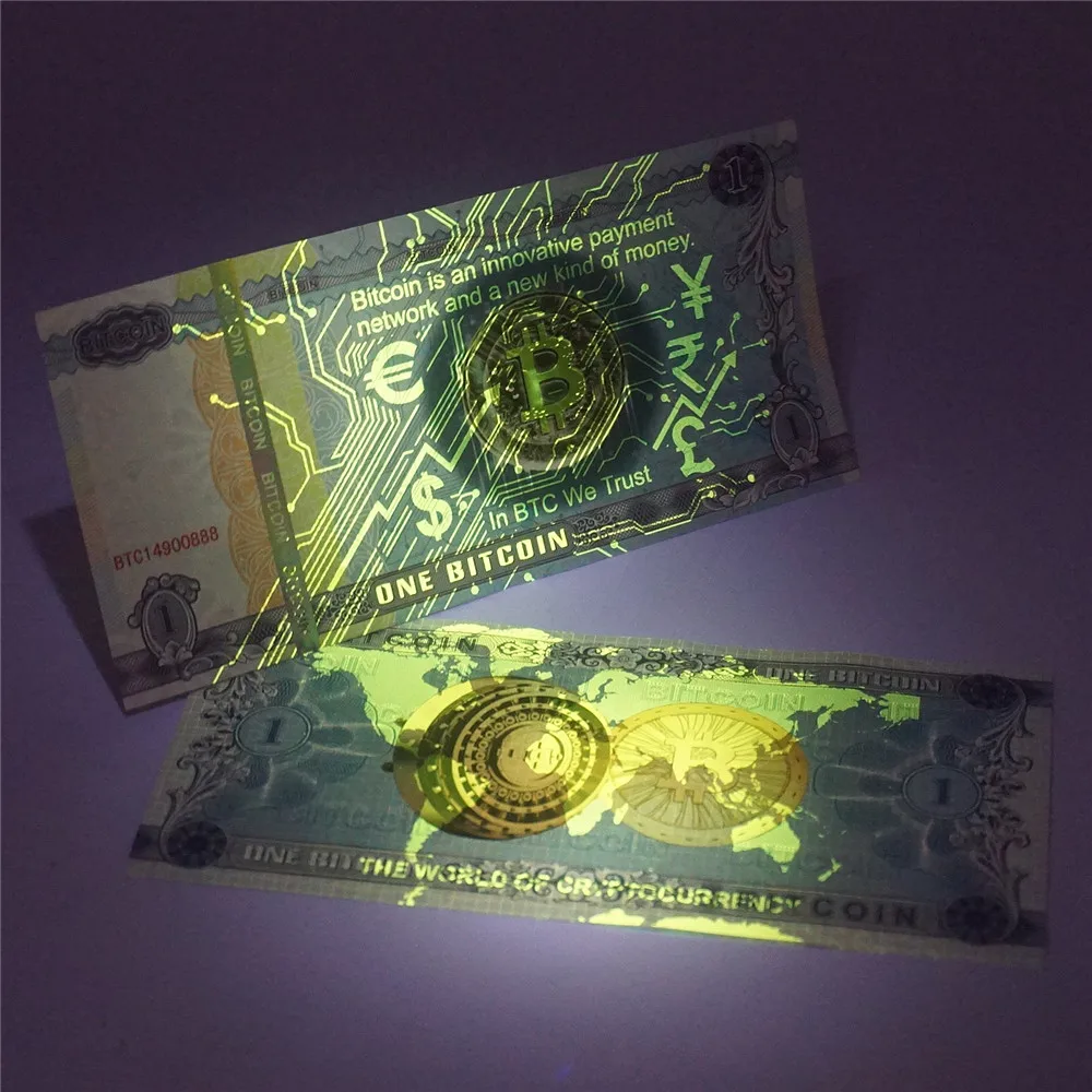 Üks Bitcoin Raha Ei Rahaühik Paber Kulla Pangatähtede Anti-Võlts 1 BTC Arved Kollektsiooni Kuld Pangatähed